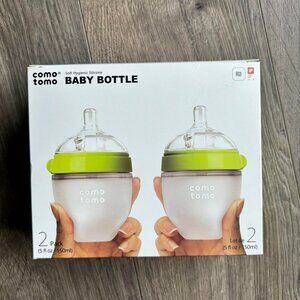Comotomo Silicone Baby Bottles 5oz - 2 Pack Green Colic Slow Flow 0-3 Months